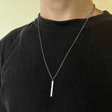 men necklace stainless steel Necklace Women Men Simple Long Chain Rectangular pendant Necklace Statement Couples Choker Gifts