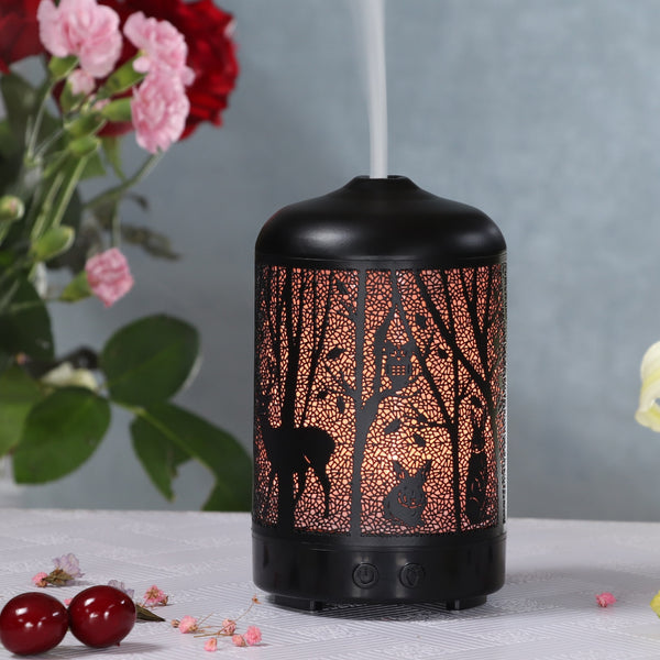 100ml Ultrasonic Air Humidifier Forest Deer Aroma Essential Oil Diffuser Hallow Metal 7 Color LED Aromatherapy Humidificador