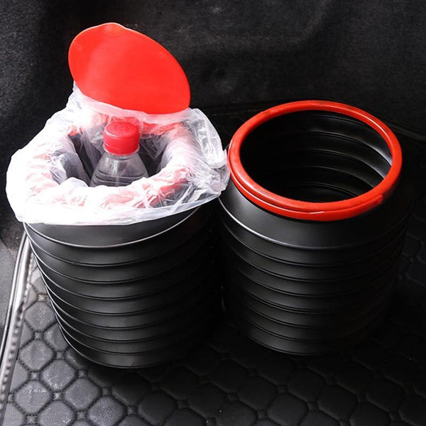 Direct Wind car trash bin garbage can car wash telescopic bucket folding trash organizer garbage holder Universal Black - ModernFamilyStuff