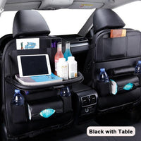 Car Seat-Back Organizer Leather with Foldable Stowable Table Tray - ModernFamilyStuff