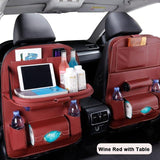 Car Seat-Back Organizer Leather with Foldable Stowable Table Tray - ModernFamilyStuff